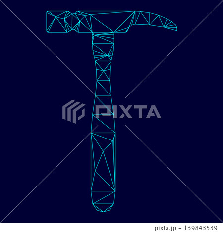 Hammer low poly triangulation triangulated polygonal electric cyan blue vibrant aqua neon color vector illustration image outline contour line Hammer low poly triangulation triangulated polygonal electric cyan blue vibrant aqua neon color vector illustration image outline contour line 139843539
