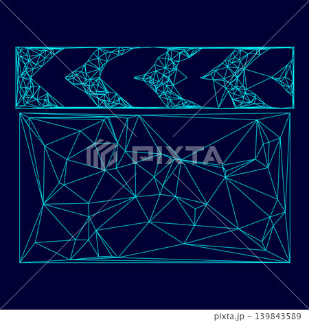 Cinema clapper low poly triangulation triangulated polygonal electric cyan blue vibrant aqua neon color vector illustration image outline contour line 139843589
