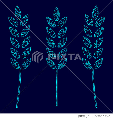 Wheat low poly triangulation triangulated polygonal electric cyan blue vibrant aqua neon color vector illustration image outline contour line 139843592
