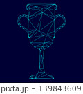 Trophy cup low poly triangulation triangulated polygonal electric cyan blue vibrant aqua neon color vector illustration image outline contour line 139843609