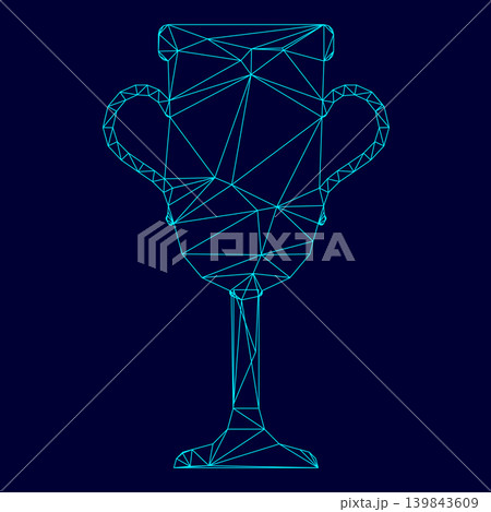 Trophy cup low poly triangulation triangulated polygonal electric cyan blue vibrant aqua neon color vector illustration image outline contour line Trophy cup low poly triangulation triangulated polygonal electric cyan blue vibrant aqua neon color vector illustration image outline contour line 139843609
