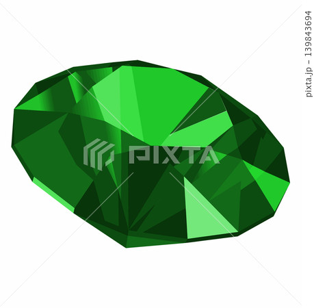 Emerald precious stone isolated over white background vector illustration. Expensive jewellery clipart, green gemstone shape, jewellery shop logo concept 139843694