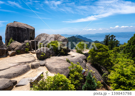 Kuguri Iwa rocks on Mount Misen, Miyajima Island, Japan Kuguri Iwa rocks on Mount Misen, Miyajima Island, Japan 139843798