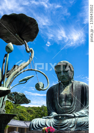 Great Buddha Daibutsu and lotus sculpture at Kotoku-in temple, Kamakura Great Buddha Daibutsu and lotus sculpture at Kotoku-in temple, Kamakura 139843802