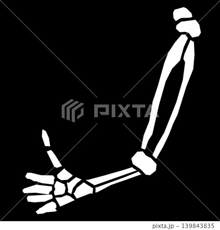 Skeleton hand thumbs up, white hand bones isolated over black background vector illustration Skeleton hand thumbs up, white hand bones isolated over black background vector illustration 139843835