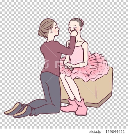 A girl getting her makeup done for a recital. 139844421