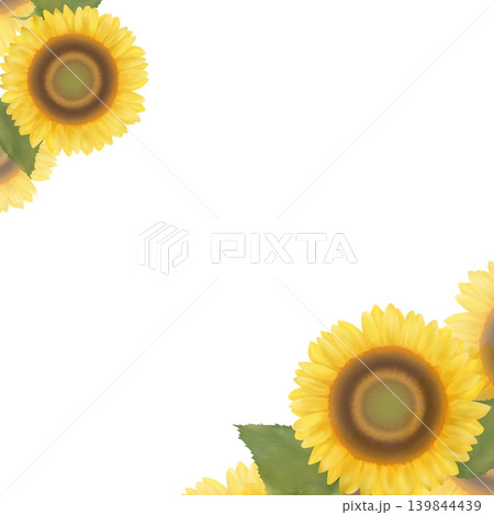 黄色いひまわりの花の装飾フレーム 139844439