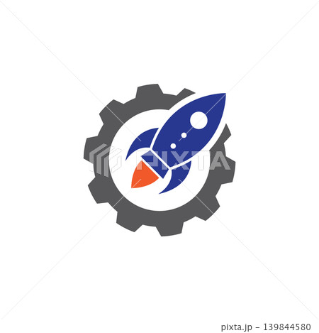 Rocket and gear logo icon Rocket and gear logo icon 139844580