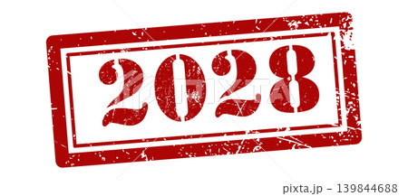Red 2028 grunge stamp illustration, distressed year label with rectangular frame, vintage date mark graphic for calendar, deadline, document, planning, business and holiday design Red 2028 grunge stamp illustration, distressed year label with rectangular frame, vintage date mark graphic for calendar, deadline, document, planning, business and holiday design 139844688