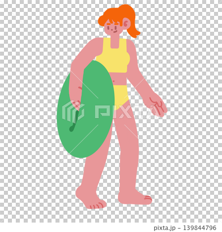 一個女人在泳裝與浮標的插圖 139844796