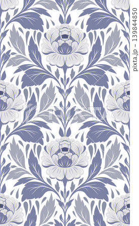 Vector seamless pattern with ornate flowers and foliage on a white background. Blooming texture with delicate peonies. Vector seamless pattern with ornate flowers and foliage on a white background. Blooming texture with delicate peonies. 139844850