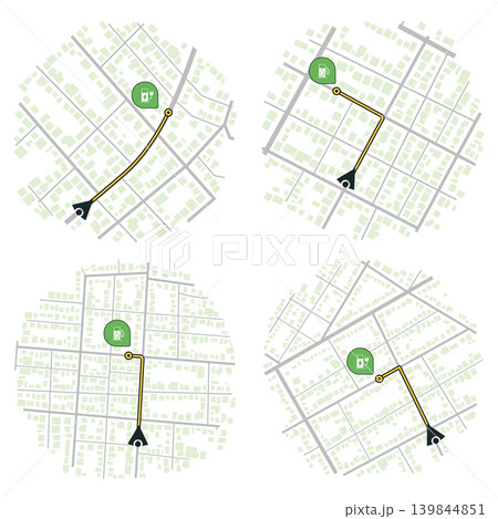 Set of Gps map navigation. View from above road map. Detailed view of city. Abstract background. Flat style, Vector, illustration isolated Set of Gps map navigation. View from above road map. Detailed view of city. Abstract background. Flat style, Vector, illustration isolated 139844851