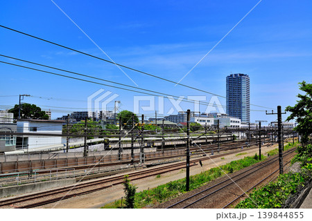 横浜市 長津田橋から見る長津田駅及びタワーマンションなどの風景 139844855