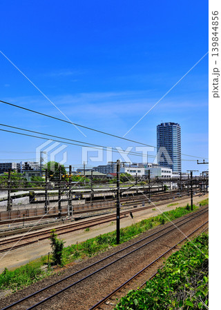 横浜市 長津田橋から見る長津田駅及びタワーマンションなどの風景 横浜市 長津田橋から見る長津田駅及びタワーマンションなどの風景 139844856
