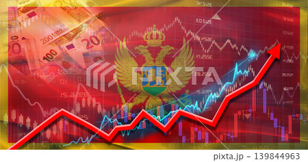 Montenegro financial growth on market graph. Montenegro economic growth on financial graph background 139844963