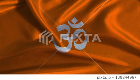 Hindu saffron flag with realistic texture background. Hindu saffron flag with cloth texture Hindu saffron flag with realistic texture background. Hindu saffron flag with cloth texture 139844967