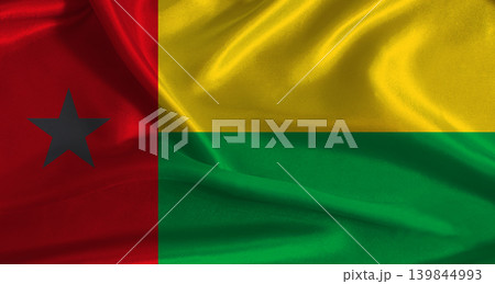 Guinea Bisau flag with cloth textured background. National flag of Guinea Bisau with realistic texture Guinea Bisau flag with cloth textured background. National flag of Guinea Bisau with realistic texture 139844993