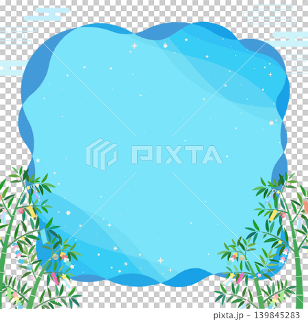 Cute frame with Tanabata bamboo decorations and starry sky (5 squares) Cute frame with Tanabata bamboo decorations and starry sky (5 squares) 139845283