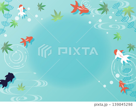 金魚と水草の夏らしい和風背景素材 139845298