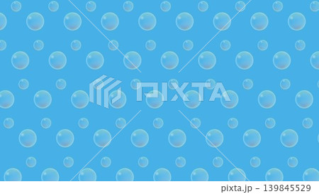 水色の背景に大小のシャボン玉が散りばめられたシームレスな背景素材イラスト 水色の背景に大小のシャボン玉が散りばめられたシームレスな背景素材イラスト 139845529