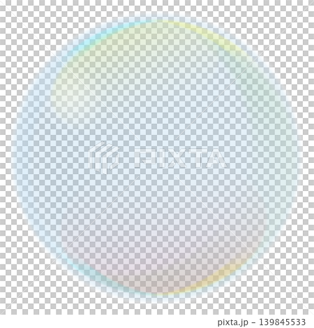 A transparent PNG image of a large, iridescent soap bubble. 139845533