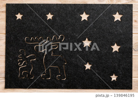 Top view of grey tablecloth for food on wooden background. Empty space for your design Top view of grey tablecloth for food on wooden background. Empty space for your design 139846195