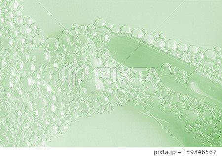 Bubbles of body gel or soap foam or shaving gel. Closeup. 139846567
