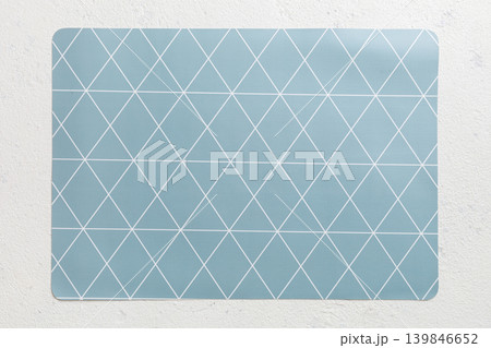 Top view of grey tablecloth for food on cement background. Empty space for your design 139846652