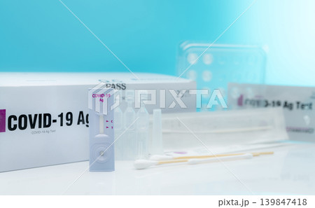 Covid 19 antigen self test for nasal swab. Antigen test kit for home use to detection coronavirus infection. Rapid antigen test. Corona virus diagnosis. Medical device for covid-19 antigen test. Covid 19 antigen self test for nasal swab. Antigen test kit for home use to detection coronavirus infection. Rapid antigen test. Corona virus diagnosis. Medical device for covid-19 antigen test. 139847418
