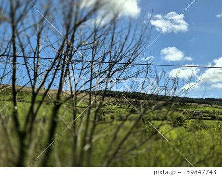 Beautiful Green Valley And Fields Of Ireland Under Deep Blue Summer Sky Natural Background Beautiful Green Valley And Fields Of Ireland Under Deep Blue Summer Sky Natural Background 139847743