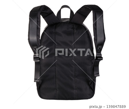 Black Backpack Back View Isolated On White 139847889