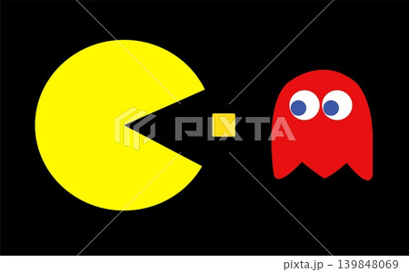 Pac-Man game theme background, arcade videogame 139848069