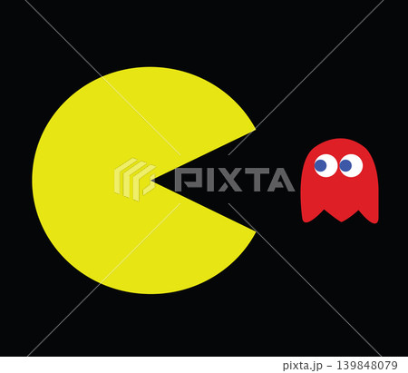 Pac-Man illustration, retro game vector illustration 139848079