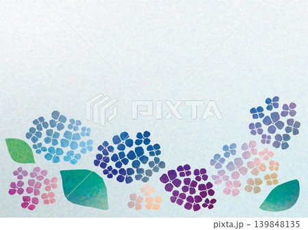 梅雨のあじさいフレーム背景イラスト（切り絵風） 139848135