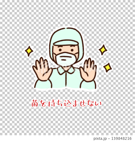防止細菌傳入的衛生管理圖示。 防止細菌傳入的衛生管理圖示。 139848216