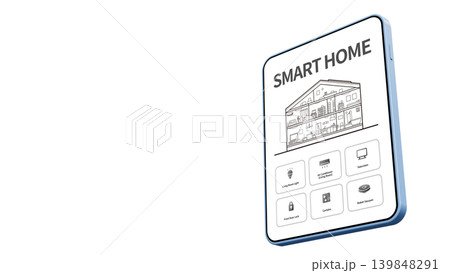 スマートホームの画面を表示するタブレット スマートホームの画面を表示するタブレット 139848291