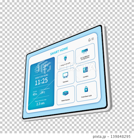 スマートホームの管理画面を表示するタブレット スマートホームの管理画面を表示するタブレット 139848295