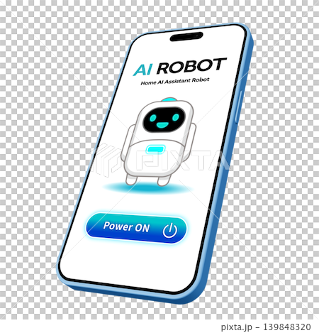 AIロボットアプリを表示するスマートフォン 139848320