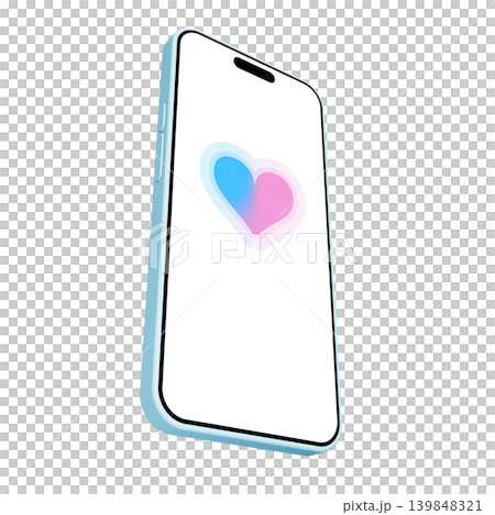 ハートが表示されたスマートフォンの3Dイラスト ハートが表示されたスマートフォンの3Dイラスト 139848321
