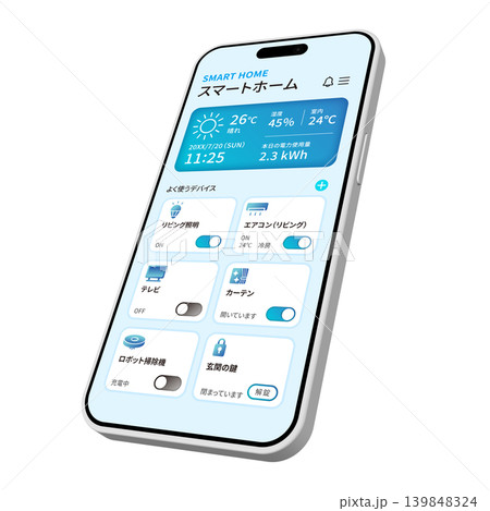 スマートホームアプリを表示するスマートフォン スマートホームアプリを表示するスマートフォン 139848324