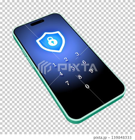 Smartphone with lock screen displayed Smartphone with lock screen displayed 139848333