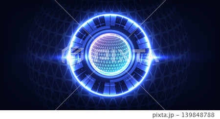 Futuristic Tech HUD Circle with Glowing Abstract Earth Core 139848788