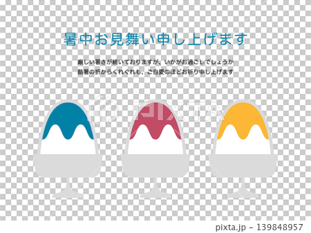 一張簡單的刨冰夏日問候明信片。 139848957