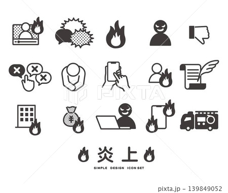 炎上に関するベクターイラストアイコン 炎上に関するベクターイラストアイコン 139849052