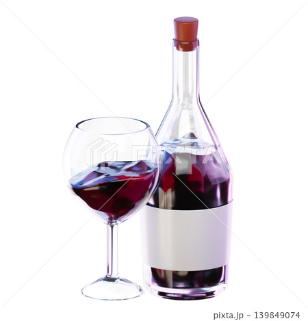 Wine Icon. 3D Icon Drink. Isolated on transparent background. 3D illustration. High resolution Wine Icon. 3D Icon Drink. Isolated on transparent background. 3D illustration. High resolution 139849074