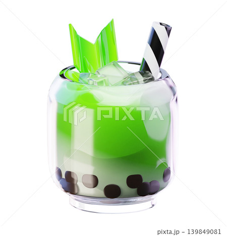 Matcha Bubbles Icon. 3D Icon Drink. Isolated on transparent background. 3D illustration. High resolution Matcha Bubbles Icon. 3D Icon Drink. Isolated on transparent background. 3D illustration. High resolution 139849081