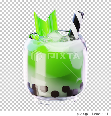 Matcha Bubbles Icon. 3D Icon Drink. Isolated on transparent background. 3D illustration. High resolution Matcha Bubbles Icon. 3D Icon Drink. Isolated on transparent background. 3D illustration. High resolution 139849081
