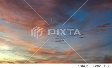 Dramatic Sunset Clouds Blending Across Evening Sky Dramatic Sunset Clouds Blending Across Evening Sky 139849105