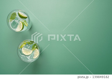 Two minimal mojito cocktails copy space Two minimal mojito cocktails copy space 139849182