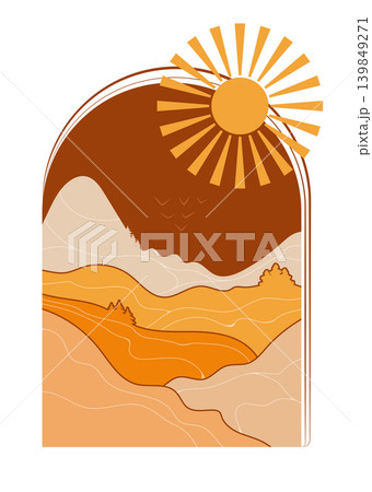 Boho Mountain and Sun Abstract Home Decor 139849271